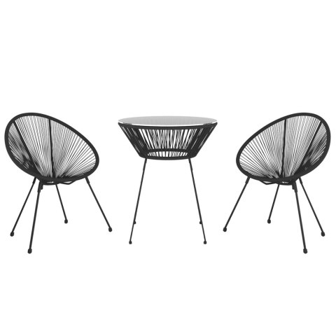 3-CZĘŚCIOWY ZESTAW MEBLI OGRODOWYCH RATTAN PVC CZARNY