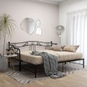 SOFA Z WYSUWANĄ RAMĄ ŁÓŻKA CZARNA METALOWA 90X200CM