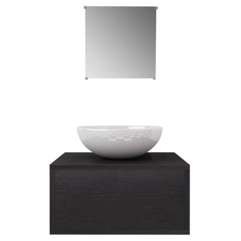 ZESTAW MEBLI ŁAZIENKOWYCH Z UMYWALKĄ I BATERIĄ 4 CZĘŚCI CZARNY