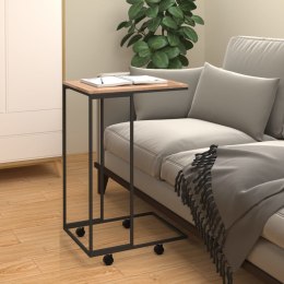 STOLIK BOCZNY NA KÓŁKACH CZARNO-BRĄZOWY 40X30X63,5CM
