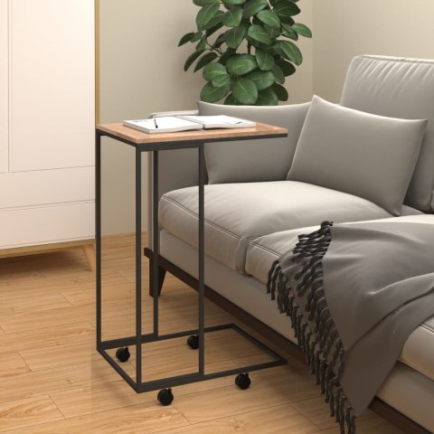 STOLIK BOCZNY NA KÓŁKACH CZARNO-BRĄZOWY 40X30X63,5CM