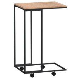 STOLIK BOCZNY NA KÓŁKACH CZARNO-BRĄZOWY 40X30X63,5CM