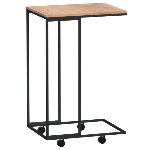 STOLIK BOCZNY NA KÓŁKACH CZARNO-BRĄZOWY 40X30X63,5CM