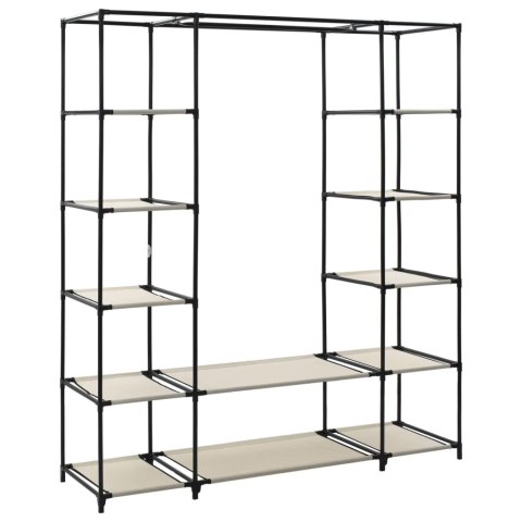 SZAFA Z PRZEGRODAMI I DRĄŻKAMI KREMOWA 150X45X176 TKANINA