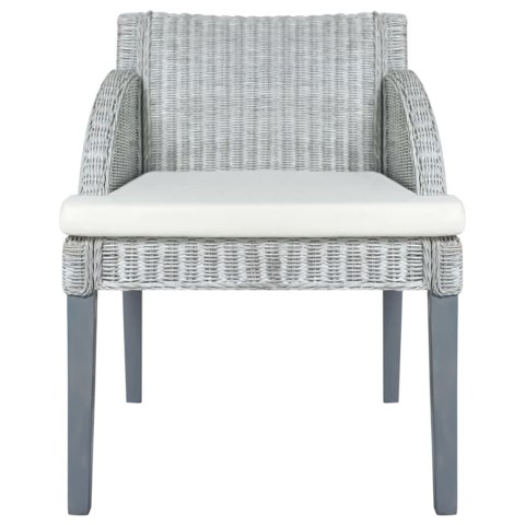 KRZESŁA STOŁOWE Z PODUSZKAMI 2SZT. SZARE NATURALNY RATTAN