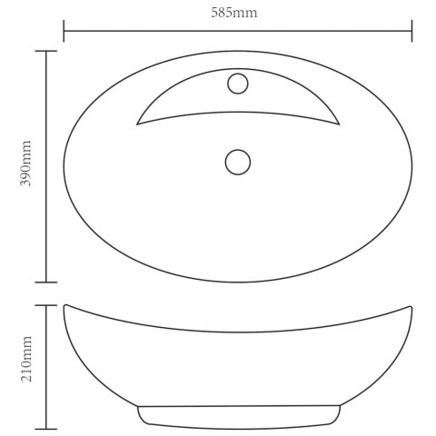 LUKSUSOWA UMYWALKA OWALNA Z OTWOREM PRZELEWOWYM I NA BATERIĘ