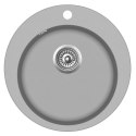 GRANITOWY ZLEWOZMYWAK JEDNOKOMOROWY OKRĄGŁY SZARY