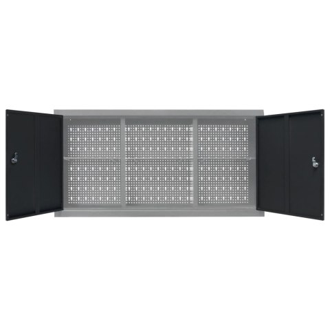 ŚCIENNA SZAFKA NARZĘDZIOWA METALOWA SZARO-CZARNA