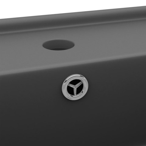 KWADRATOWA UMYWALKA Z PRZELEWEM MATOWA CIEMNOSZARA 41X41CM