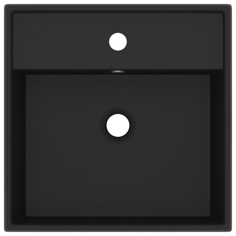 KWADRATOWA UMYWALKA Z PRZELEWEM MATOWA CZERŃ 41X41CM