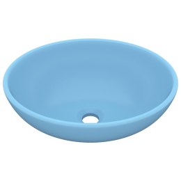 LUKSUSOWA OWALNA UMYWALKA MATOWY BŁĘKIT 40X33CM CERAMICZNA