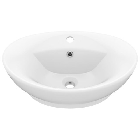 OWALNA UMYWALKA Z PRZELEWEM MATOWA BIEL 58,5X39CM CERAMIKA