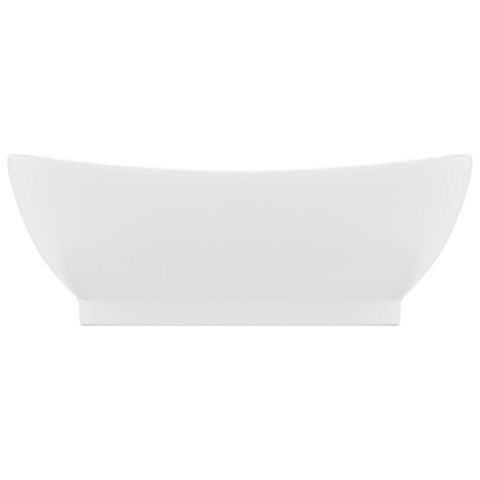 OWALNA UMYWALKA Z PRZELEWEM MATOWA BIEL 58,5X39CM CERAMIKA