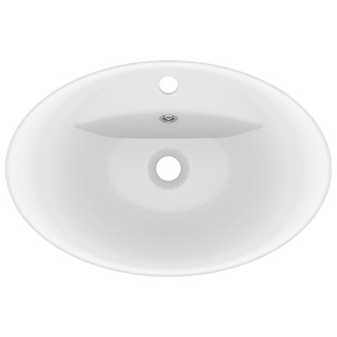 OWALNA UMYWALKA Z PRZELEWEM MATOWA BIEL 58,5X39CM CERAMIKA