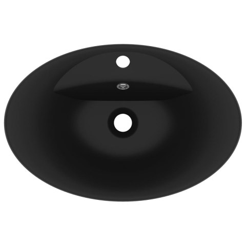 OWALNA UMYWALKA Z PRZELEWEM MATOWA CZERŃ 58,5X39CM CERAMIKA