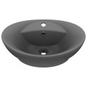 OWALNA UMYWALKA Z PRZELEWEM MATOWY SZARY 58,5X39CM CERAMIKA
