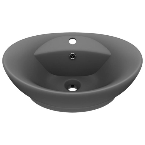 OWALNA UMYWALKA Z PRZELEWEM MATOWY SZARY 58,5X39CM CERAMIKA