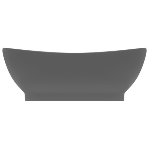 OWALNA UMYWALKA Z PRZELEWEM MATOWY SZARY 58,5X39CM CERAMIKA