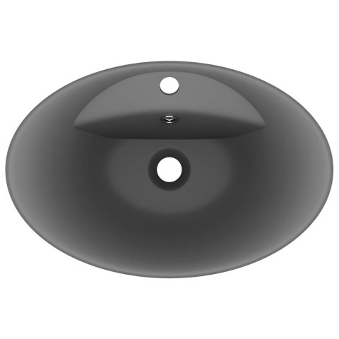 OWALNA UMYWALKA Z PRZELEWEM MATOWY SZARY 58,5X39CM CERAMIKA