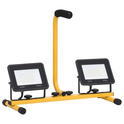 REFLEKTOR LED Z UCHWYTEM 2X30 W ZIMNE BIAŁE ŚWIATŁO