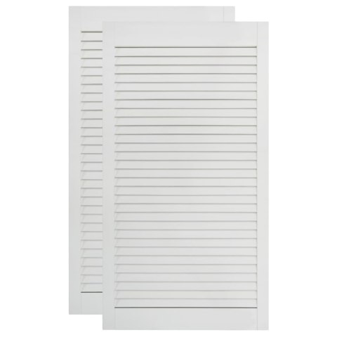 DRZWI ŻALUZJOWE 2SZT DREWNO SOSNOWE BIAŁE 99,3X39,4CM