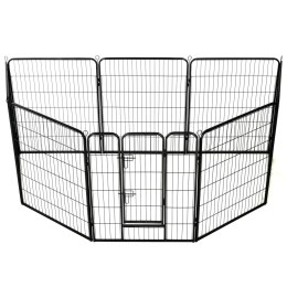 KOJEC DLA PSÓW 8 PANELI STALOWY CZARNY 80X100CM