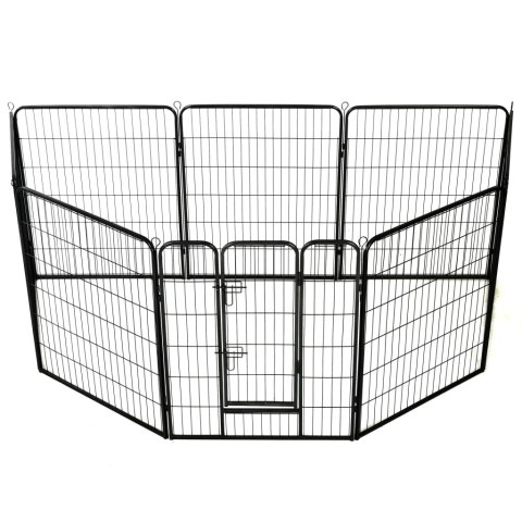 KOJEC DLA PSÓW 8 PANELI STALOWY CZARNY 80X100CM