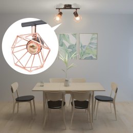 LAMPA SUFITOWA Z 2 ŻARÓWKAMI E14 CZARNO-MIEDZIANA