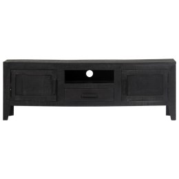 SZAFKA POD TV CZARNA 118X30X40CM DREWNO MANGO