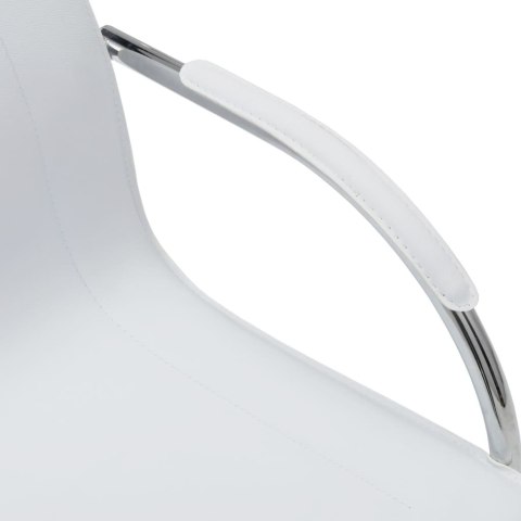 KRZESŁO BIUROWE WSPORNIKOWE BIAŁE SKÓRA