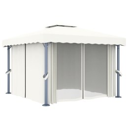 ALTANA OGRODOWA Z ZASŁONAMI 3X3M KREMOWA ALUMINIUM