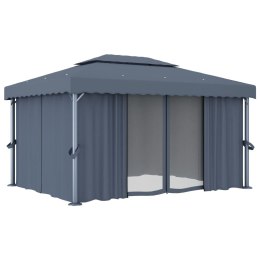 ALTANA OGRODOWA Z ZASŁONAMI 4X3M ANTRACYTOWA ALUMINIUM