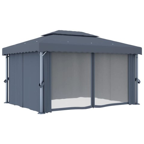 ALTANA OGRODOWA Z ZASŁONAMI 4X3M ANTRACYTOWA ALUMINIUM