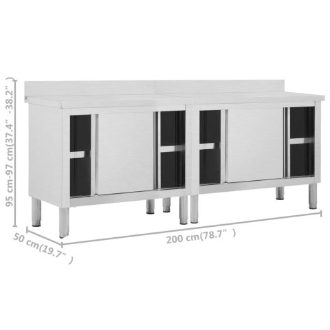 STOŁY ROBOCZE PRZESUWNE DRZWI 2 SZT. 200X50X(95-97)CM STAL