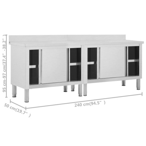 STOŁY ROBOCZE PRZESUWNE DRZWI 2 SZT. 240X50X(95 97)CM STAL