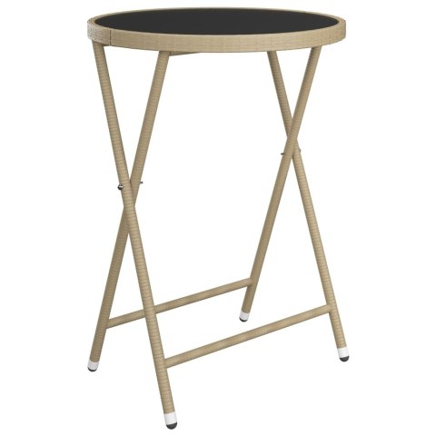 3-CZ. ZESTAW BISTRO RATTAN PE I SZKŁO HARTOWANE BEŻOWY