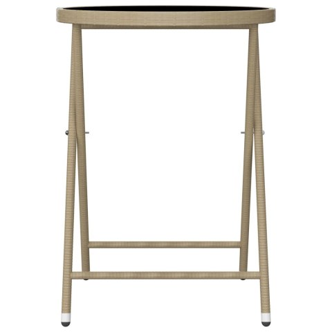 3-CZ. ZESTAW BISTRO RATTAN PE I SZKŁO HARTOWANE BEŻOWY