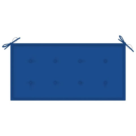 ŁAWKA OGRODOWA Z NIEBIESKĄ PODUSZKĄ 112CM DREWNO TEKOWE