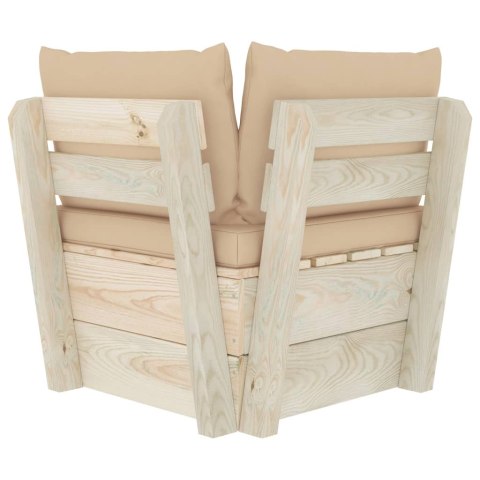 OGRODOWA SOFA NAROŻNA Z PALET Z PODUSZKAMI IMPREGNOWANY ŚWIERK