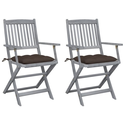 SKŁADANE KRZESŁA OGRODOWE 2SZT. Z PODUSZKAMI AKACJOWE