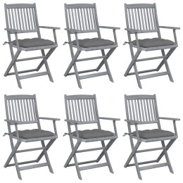 SKŁADANE KRZESŁA OGRODOWE 6SZT. Z PODUSZKAMI AKACJOWE