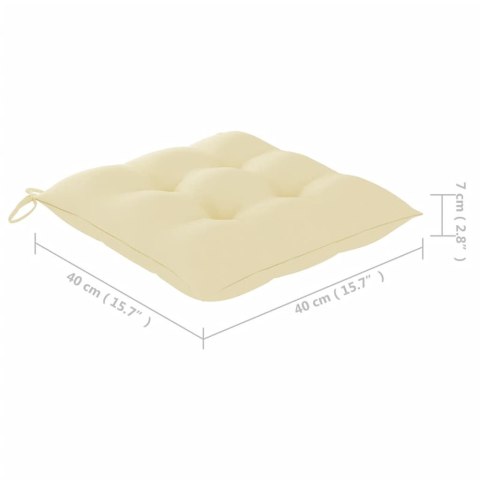 KRZESŁA OGRODOWE Z KREMOWYMI PODUSZKAMI 8SZT. DREWNO TEKOWE