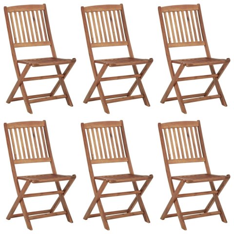 SKŁADANE KRZESŁA OGRODOWE 6SZT. Z PODUSZKAMI DREWNO AKACJOWE