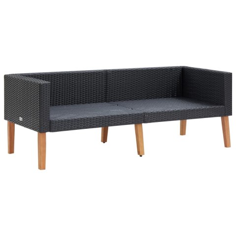 2-OSOBOWA SOFA OGRODOWA Z PODUSZKAMI RATTAN PE CZARNY