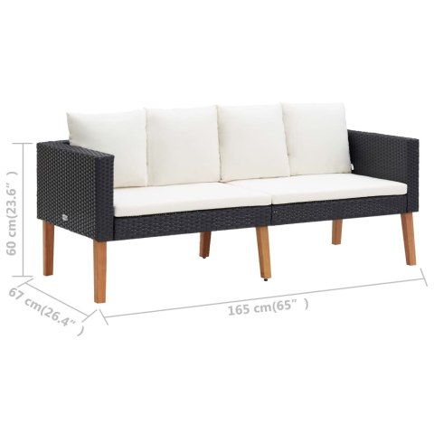 2-OSOBOWA SOFA OGRODOWA Z PODUSZKAMI RATTAN PE CZARNY