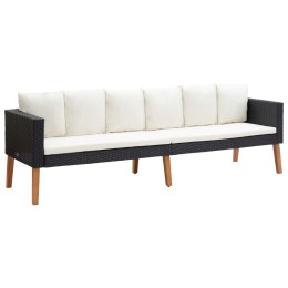 3-OSOBOWA SOFA OGRODOWA Z PODUSZKAMI RATTAN PE CZARNY