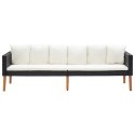 3-OSOBOWA SOFA OGRODOWA Z PODUSZKAMI RATTAN PE CZARNY