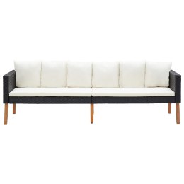 3-OSOBOWA SOFA OGRODOWA Z PODUSZKAMI RATTAN PE CZARNY
