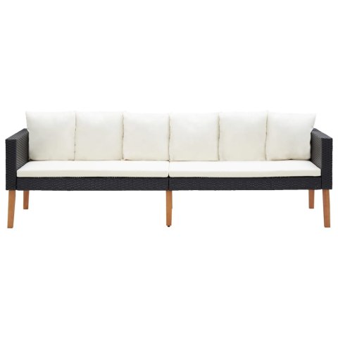 3-OSOBOWA SOFA OGRODOWA Z PODUSZKAMI RATTAN PE CZARNY