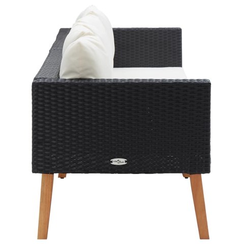 3-OSOBOWA SOFA OGRODOWA Z PODUSZKAMI RATTAN PE CZARNY